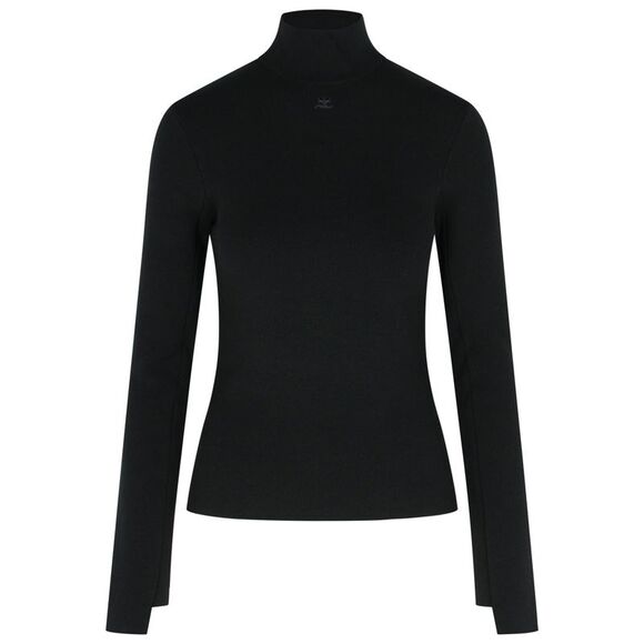 Courreges Turtleneck Sweater In Black Viscose Blend Women